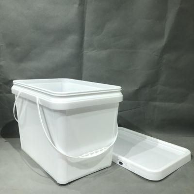 Heavy Duty Square White Durable 5 Liter Plastic Paint Pail with Handles and Lids