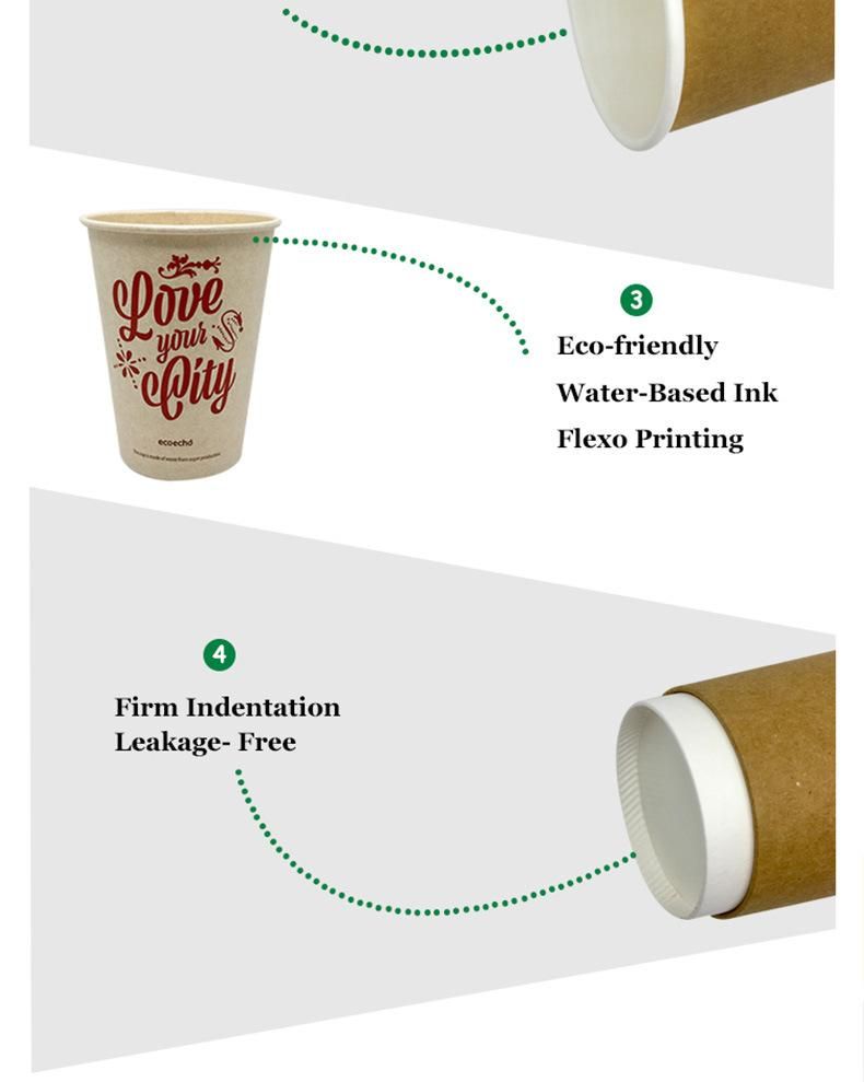 Compostable Single Ripple Double Wall Disposable Hot Coffee Tea Paper Cup