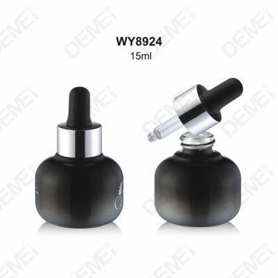 20 25ml Cosmetic Packaging Round Shoulder and Round Bottom Flat Glass Dropper Bottles with Silver Pipette Dropper Cap