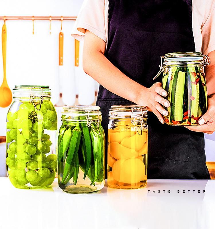 Airtight Kitchen Glass Food Storage Containers with Ceramic Clip Top Lid & Candy Jars