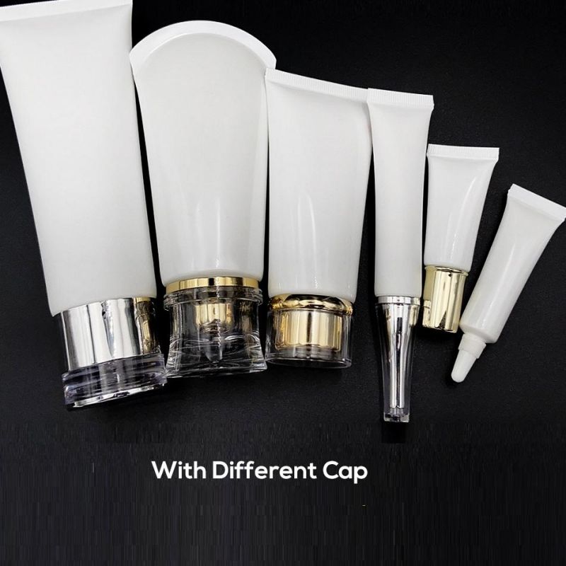 Empty White Black Sun Care Cream Cosmetic Plastic Soft Tube with Flip Top Cap