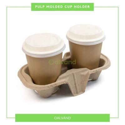 Biodegradable Disposable Takeaway Recycle Paper Pulp Beverage Cup Holder for Bubble Tea/Coffee