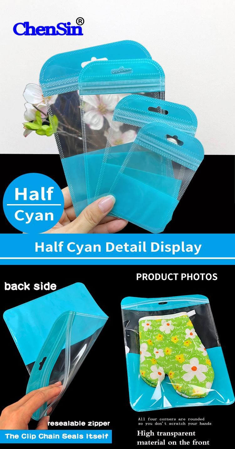 Accessories Cyan Green Colors Plastic Bag Clear Ziplock Bag