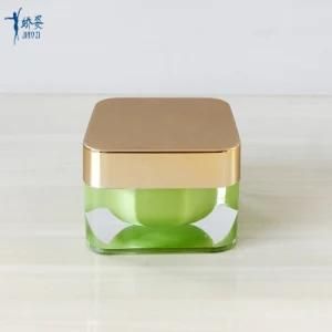 50ml Acrylic Cream Jar with Matte Gold Lid for Cosmetic Use