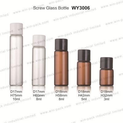 3ml 5ml 8ml Amber and Clear Glass Bottle with Cap and Stopper