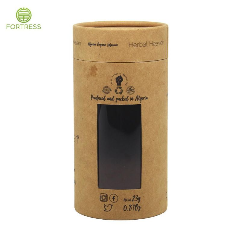 Eco-Friendly Window Kraft Paper Tube Tea Packaging