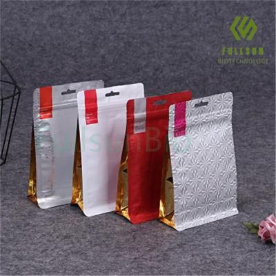 Plastic Food Packaging Coffee Candy Pet Snack 8 Sides-Sealed Recyclable Die-Cut Handle Color Printed Compound Bags
