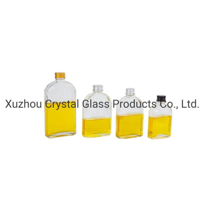 350ml Clear Flat Wine Glass Bottles for Brandy with Screw Top Lids