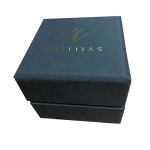 Matt Black Paper Jewelry Box with Hingle Lid and Foiled Golden Logo