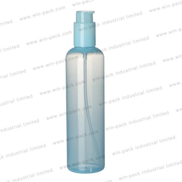 300ml Cosmetic Body Lotion Transparent Blue Plastic Bottle with Pump for Lotion