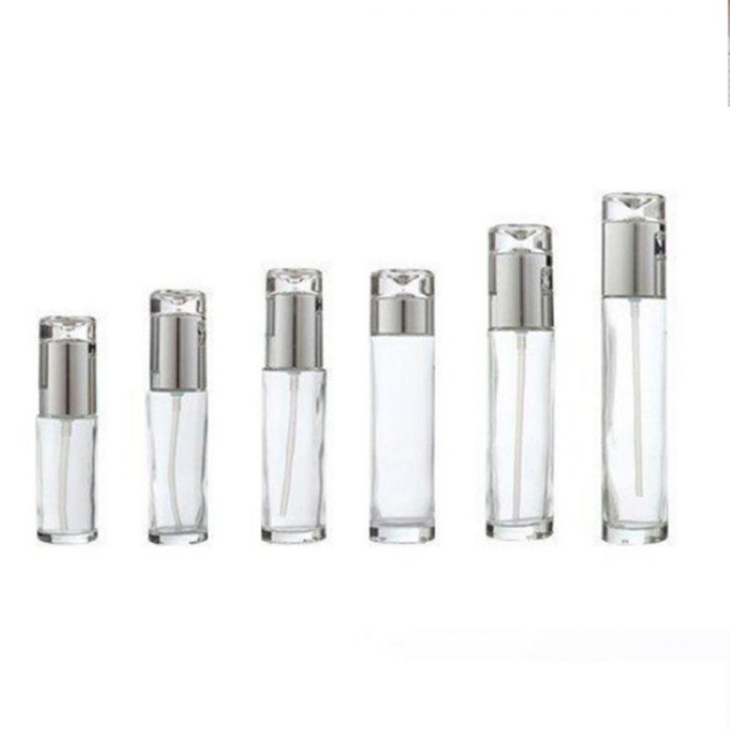 Fancy Cosmetic Packaging Sets Clear Empty Pump Glass Bottles and Jars