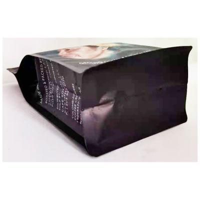 Flat Bottom Gusset Sides Matt Bag Full Printings Aluminum Foil Composed Vent Valve for Coffee Package