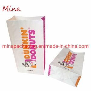 Custom OEM Takeaway Food Packaging Square Bottom Greaseproof White Kraft Paper Bags