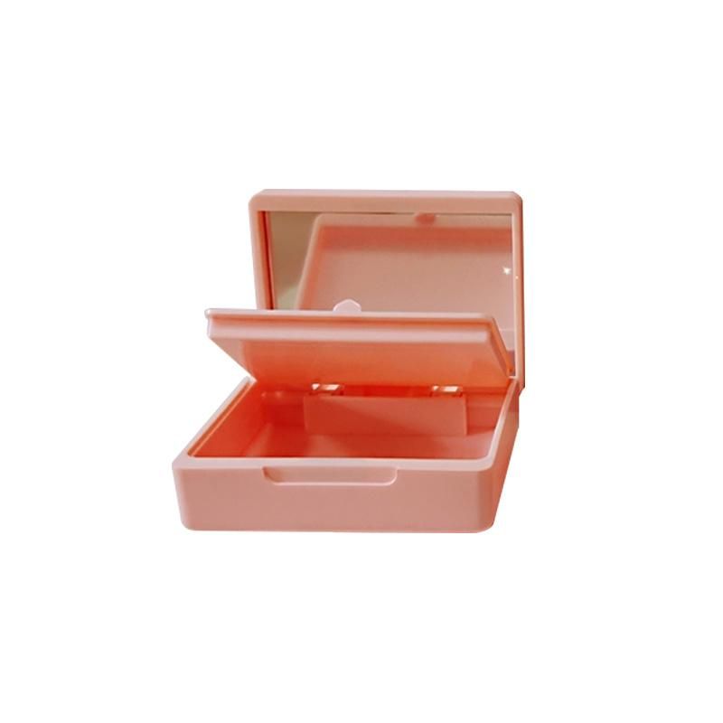 Empty Pink Square Plastic Loose Powder Jar with Mirror Customized Factory Wholesale Makeup Powder Container