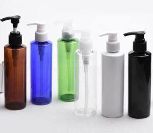 200ml Pet Plastic Round Shape Flat Shoulder Cosmetic Lotion Pump Shampoo Bottle