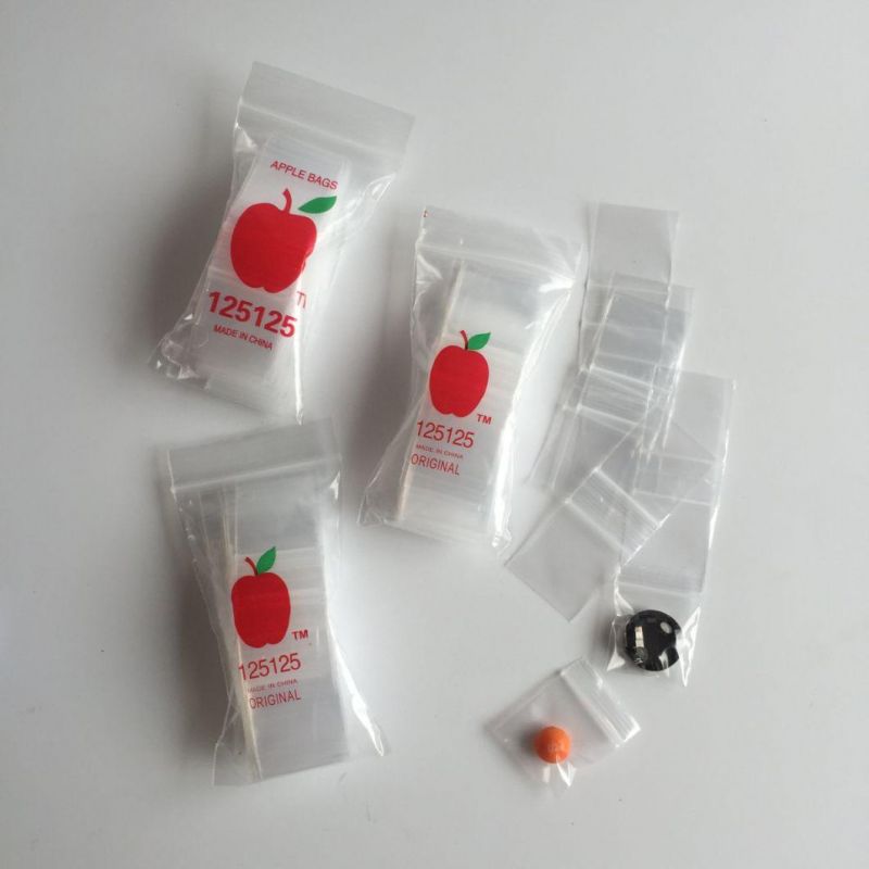 PE Customized Mini Ziplock Bag Apple Brand Zipper Baggie