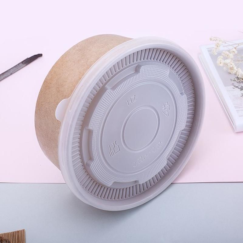 Round Brown Biodegradable Eco-Friendly Take Away Salad Fast Kraft Paper Packaging Bowl
