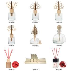 Wood Cap Reed Sticker Aroma Diffuser Glass Bottle