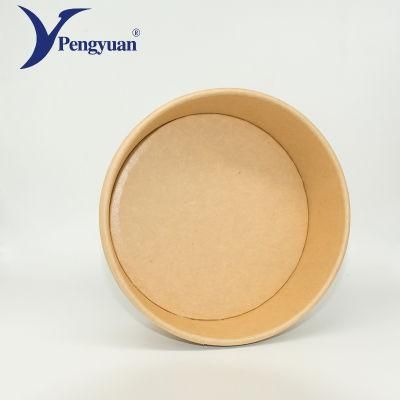 Kraft Paper Bowl Salad Bowl with Lid Food Container Bowl