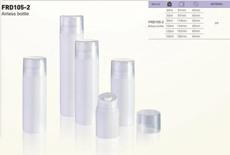 150ml PP Airless Bottles Large Capacity Vacuum Bottle of Water Emulsion White Colour Airless Bottles for Cosmetic