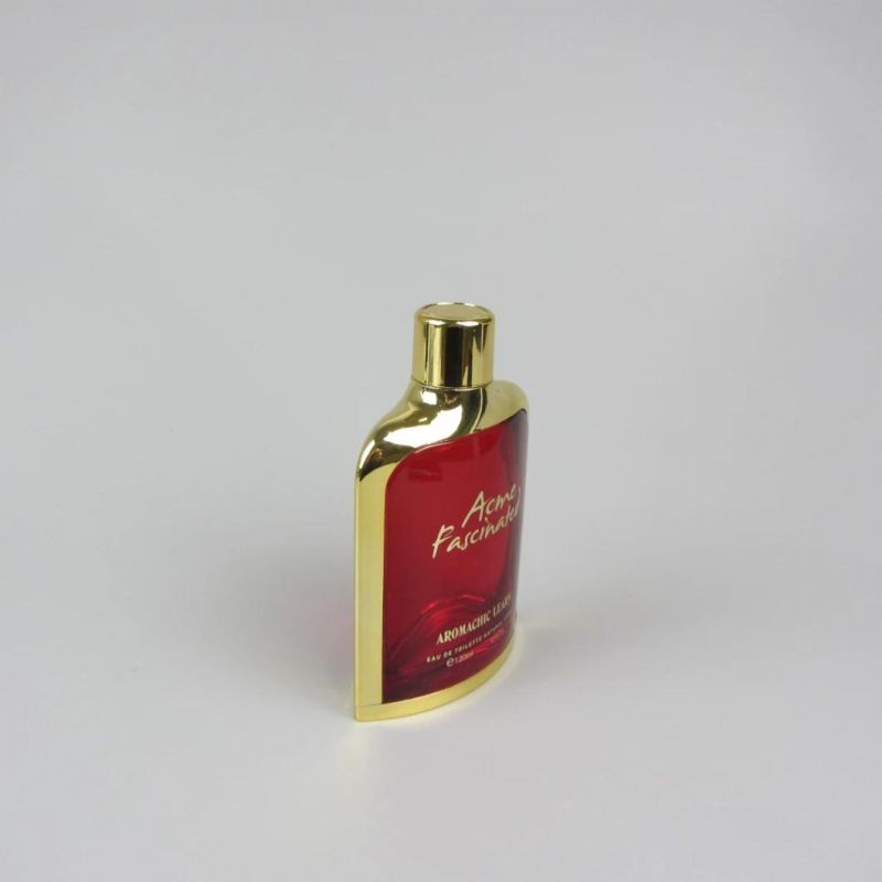 Square Shape 100ml Glass Perfume Bottle with Gold Sprayer Lid