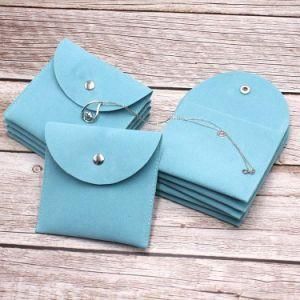 Personalized Blue Pink Black White Velvet or Canvas Cotton Foldable Bag with Flap and Button for Jewelry Package
