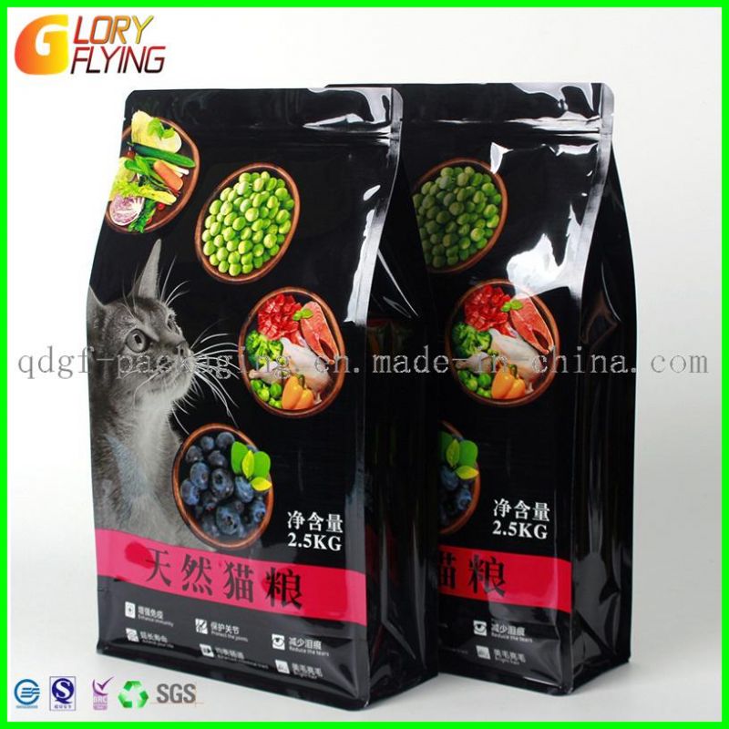 Food Packaging Plastic Bag with Zipper and Tear Line for Cat Food