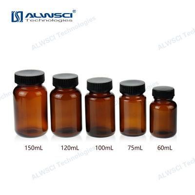Alwsci Wide Mouth 150ml 45-400 Wide Mouth Amber Glass Bottle
