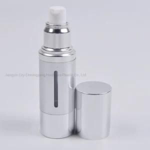 15 30 50 Ml Silver Vacuum Cosmetic Serum Packaging Plastic Pump Lotion Cream Aluminum Airless Bottles with Lids