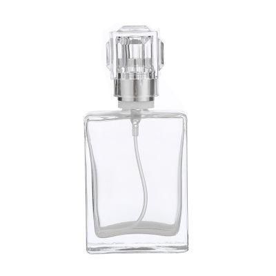 30ml Spray Fine Mist Clear Glass Atomizer Empty Refillable for Essential Oil Square Luxury Gold Silver Cap Parfum Packaging Container