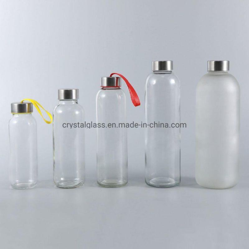 Mini Size Mineral Water Beverage Drinks Glass Bottle with Metal Caps and String 5oz