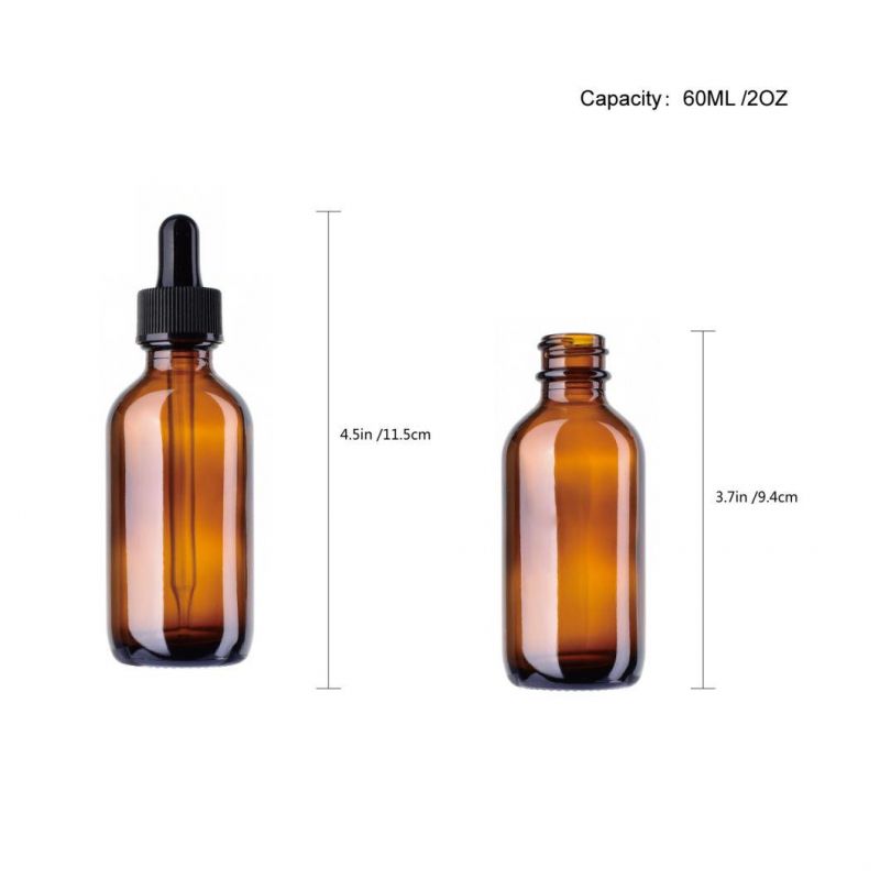 Glass Bottle with Pure Dropper Perfume Sample Tubes for Essential Oil New Reagent Pipette Refillable Bottle Empty 30/60ml