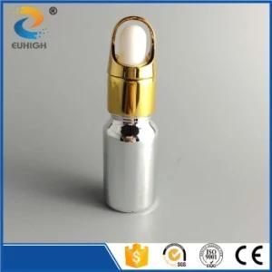 Shiny 10ml Glass Dropper Bottle with Silver Electroplating Surface Handing