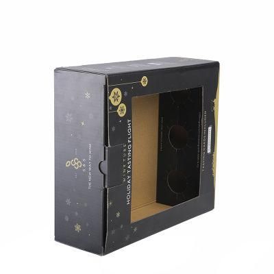 Matt Black Corrugated Wine Bottle Pacing Paper Box