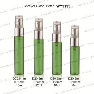 Eco Friendly Plastic Empty 5ml Airless Cosmetic Spray Pump Green Color Glass Bottle