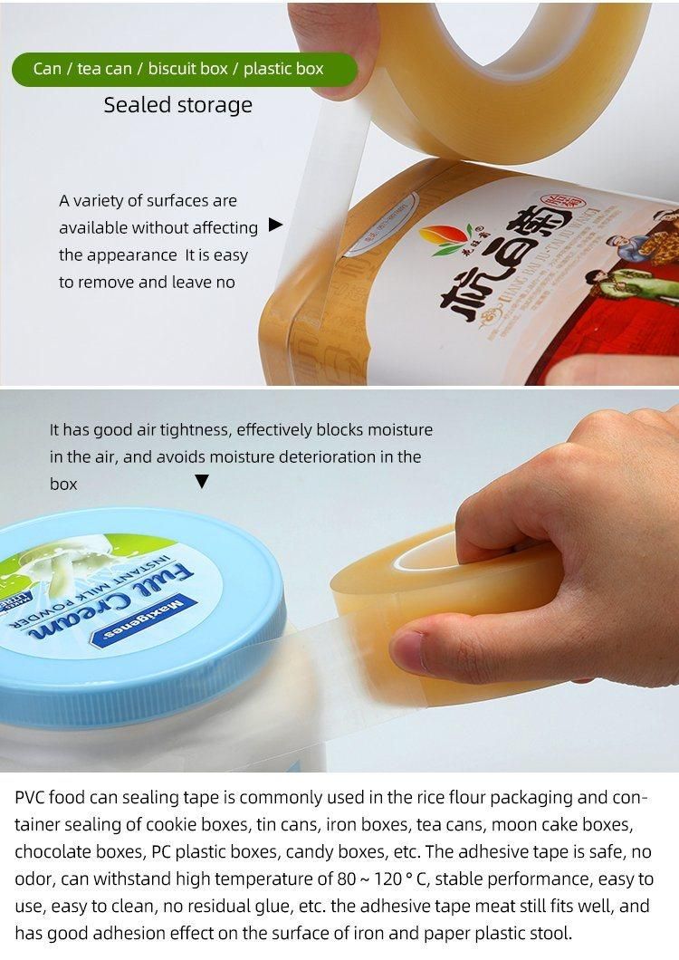 Wholesale Food Packaging Biscuit Box Iron Can Sealing Tape PVC Transparent Seam Sealing Tape Supplier