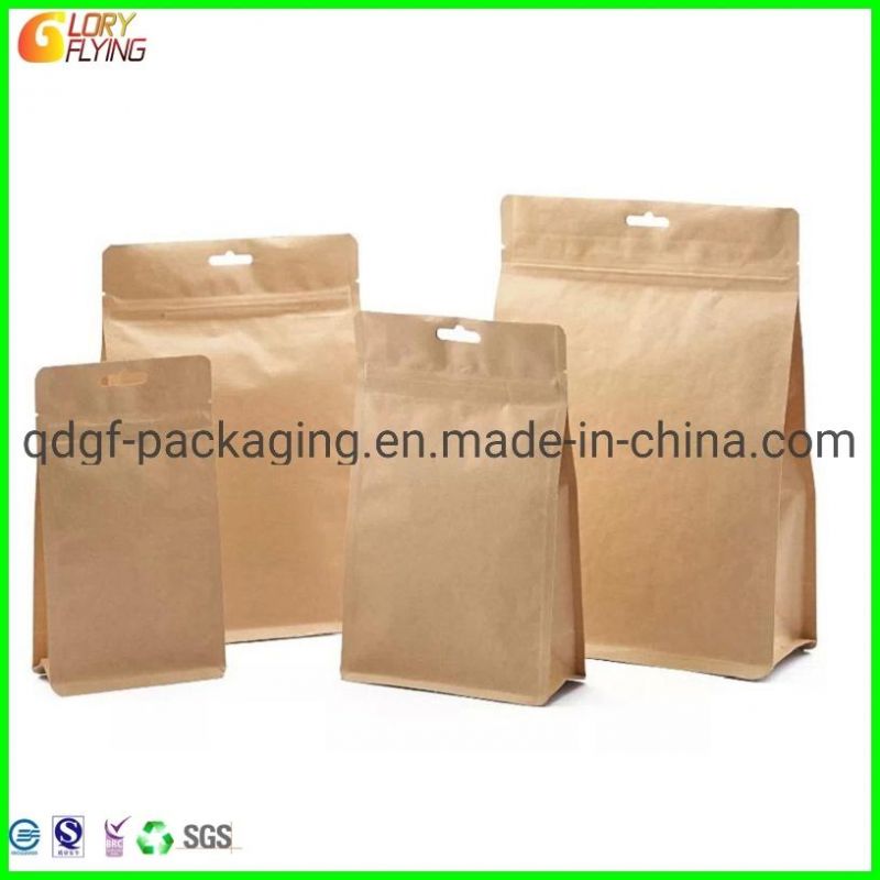 Biodegradable Food Packaging Bags Flat-Bottom Zipper Style of Coffee Bag