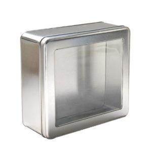 Plain Rectangular Cookie Tin Box with Window