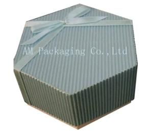 Custom Luxury Hexangular Shape Pape Gift Box with Ribbon