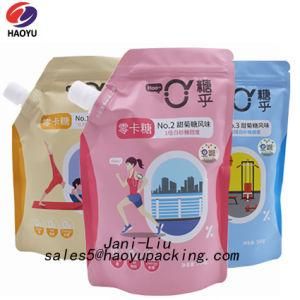 Reusable Liquid Water Sugar Milk Juice Plastic Stand up Packaging Corner Spout Bag