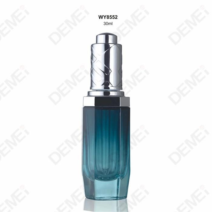 30ml Exquisite Glass Serum Bottle with Gold Dropper with Raised Pattern