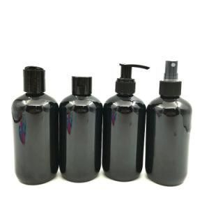 250ml Empty Black Color Boston Round Plastic Lotion Shampoo Bottle