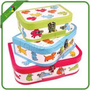 Top Suitcase Carton Box with Metal for Children Toy Packing