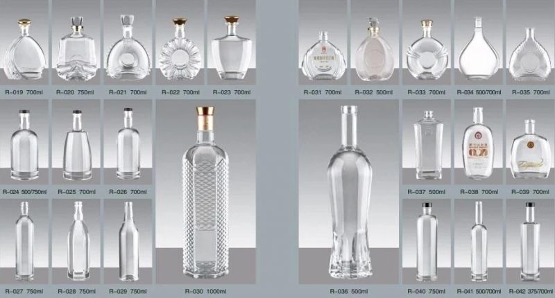 Luxury Heavy Brandy Xo Glass Bottle for Liquor Clear Flat Shape 750ml Glass Square Bottle Custom Alcohol Glass Bottle