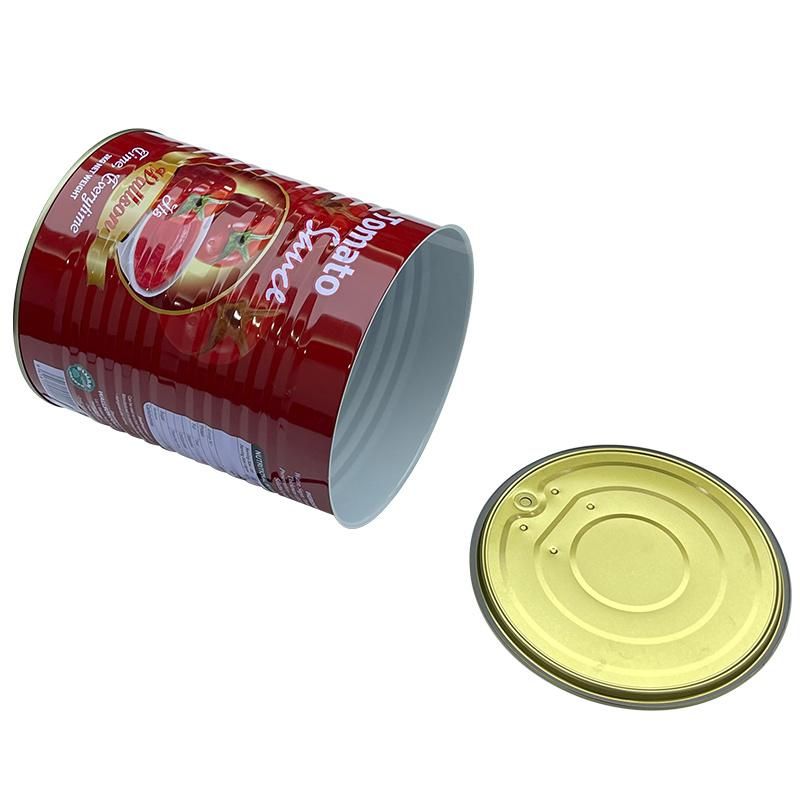 7100# Tin Can Manufacture Wholesale Food Grade Tomato Paste Metal Empty Tin Can with Easy Open Lid for Food Packaging Canned Food