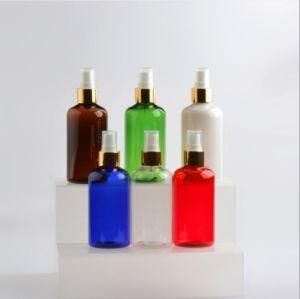 220ml Pet Plastic Round Shoulder Dumpy Gold and Silver Mist Spray Bottle