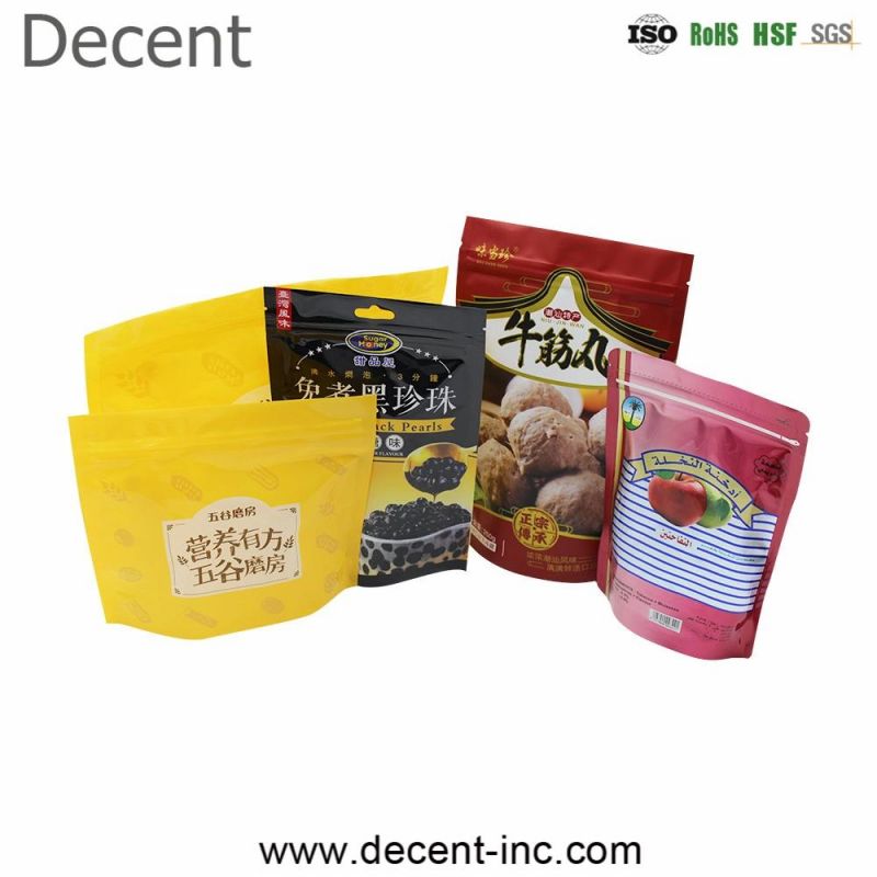 Custom Design Printing Packaging Bags Resealable Translucent Stand up Pouch with Zipper for Food Packaging