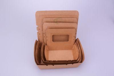 Disposable PE Laminated Kraft Paper Take Away Food Box Container for Fast Food Cardboard Take Away Food Box