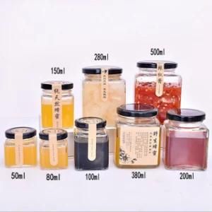 50ml 100ml 200ml 280ml 500ml 730ml Clear Empty Square Shape Glass Jars with Lug Cap