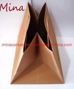 Large Size Customized Printed Kraft Brown Paper Bags with Paper String Handle